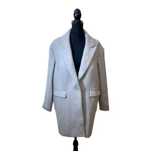 Women's Cameo No Light Wool Blend Coat Grey and Ivory White Size L